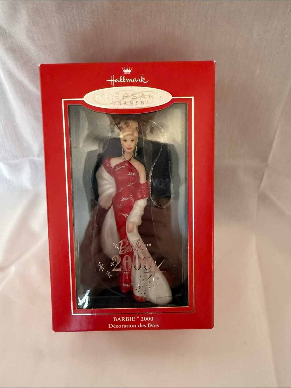 Hallmark Barbie Holiday Ornament - Red and White Glam Gown